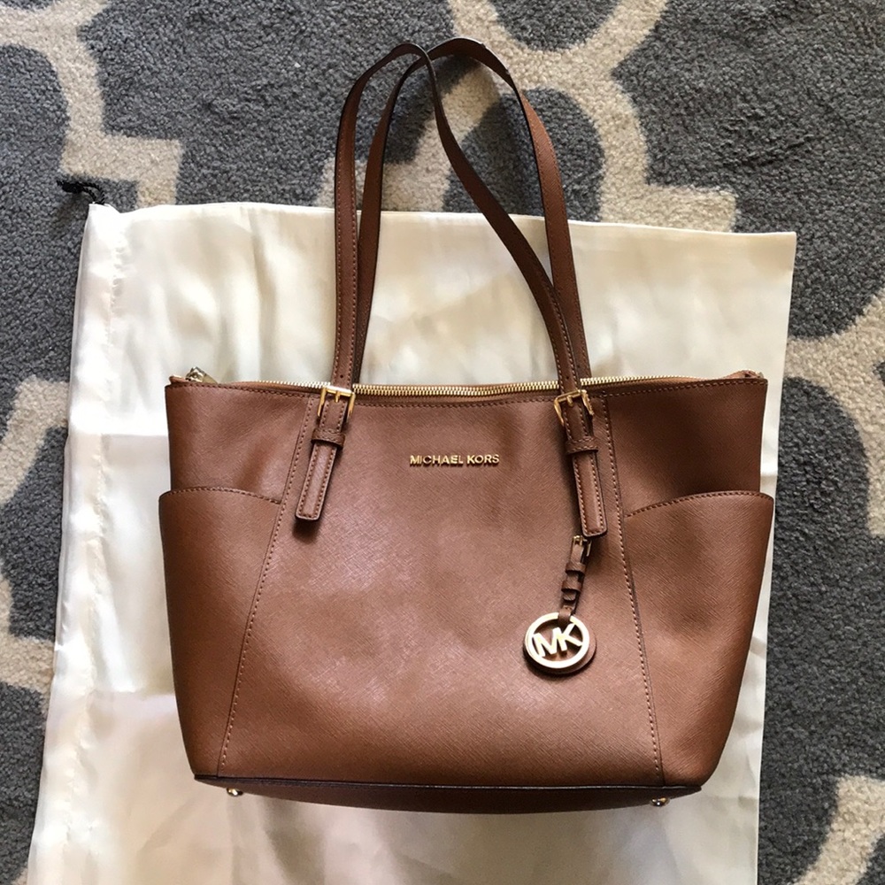 Michael Kors Brown Leather Jet Set Tote